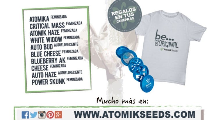 Atomik Seeds marijuana seeds: Blue Cheese, Cheese, Critical Mass, Power Skunk, White Widow