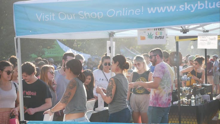 SkyBlue at the 2019 Boston Freedom Rally - Explaining Cannabis Vapes