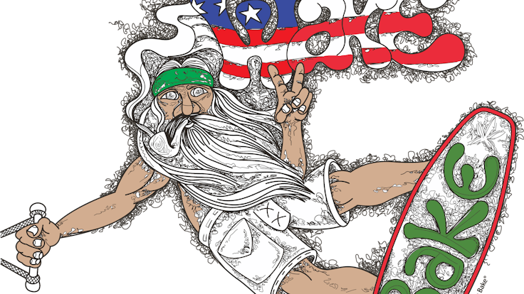 Our original character, Wavy Davy, doing some wake and bake