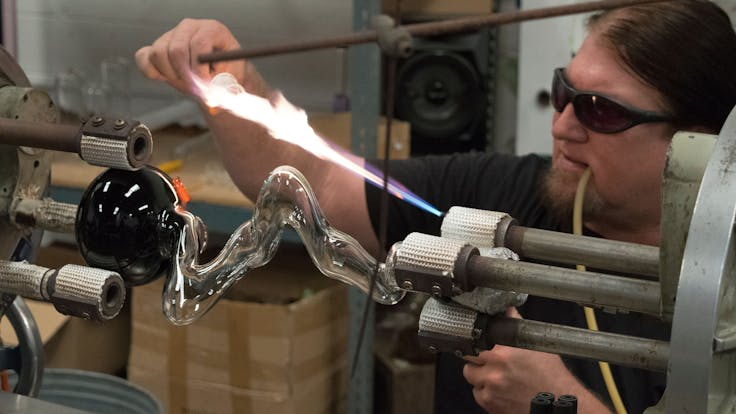 Watch Glass Art being made. (Glassblowing)