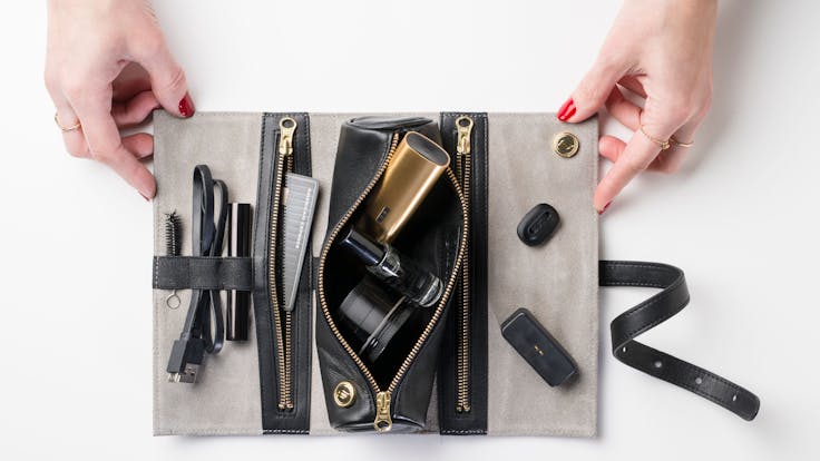 Soft suede and plenty of room for all the essentials of your ritual.