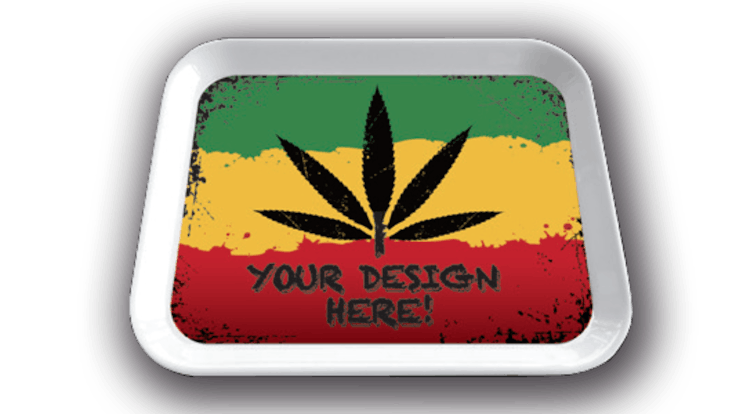 Create your own branded rolling trays so you can be on display in your customers house at all times.