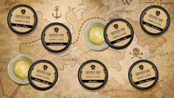 Delta 8 THC sauces from Reefer's Bay available in 7 strains and sizes ranging from 1G to 100G.