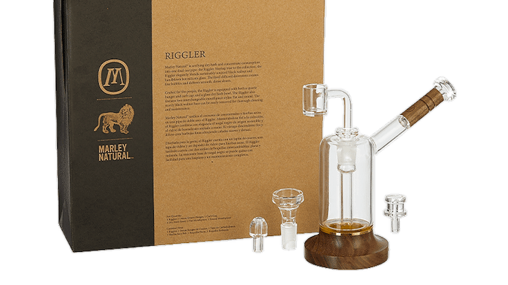 MARLEY NATURAL Black Walnut Riggler, a portable dual-use piece for dry herb & concentrates.