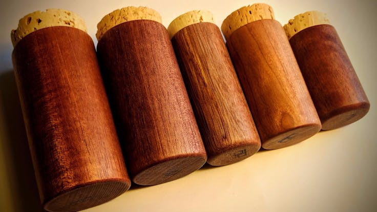 Stash Jars - 5 sizes, 4 woods (Makore, Honduras Mahogany, Santa Maria, Cherry)