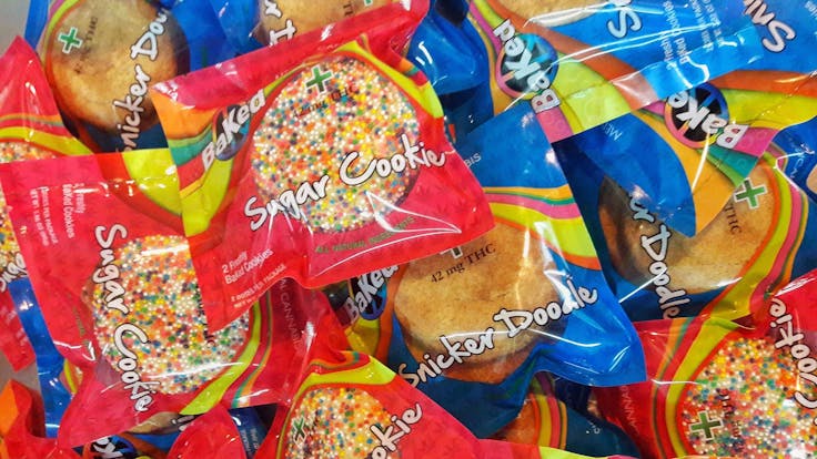 Our Sugar, Snicker Doodle and Chocolate Chip cookies are baked freshly daily with 42mg THC.