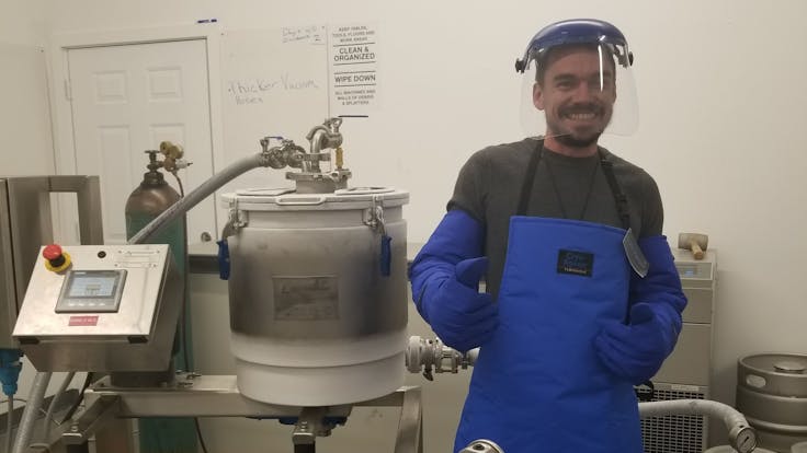 Patrick Griffith performing an organic alcohol extraction of the HEMP and CBD biomass.