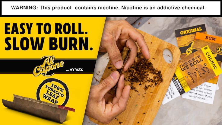 "Al Capone 100% Tobacco Leaf Wraps for Rolling. "