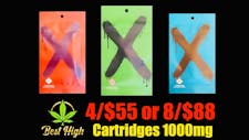 4/$55 Cartridges 1000mg Spherex X-Vapes High THC% image