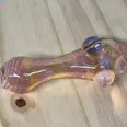 Strawberry John 2x Layer Fume on Clear 4.5" Handpipe w/ Magnifiers and Color Carb