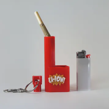 Photo of Terrapin Mini Lighter and Joint Holder + Keychain, "Ka-Pow" Red and Gold *Customizable