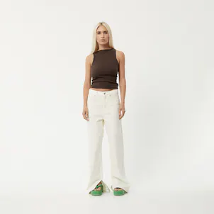 Photo of Afends Womens Peony - THC Essentials - Hemp Ribbed High Neck Tank - Coffee