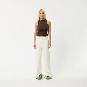 Photo of Afends Womens Peony - THC Essentials - Hemp Ribbed High Neck Tank - Coffee