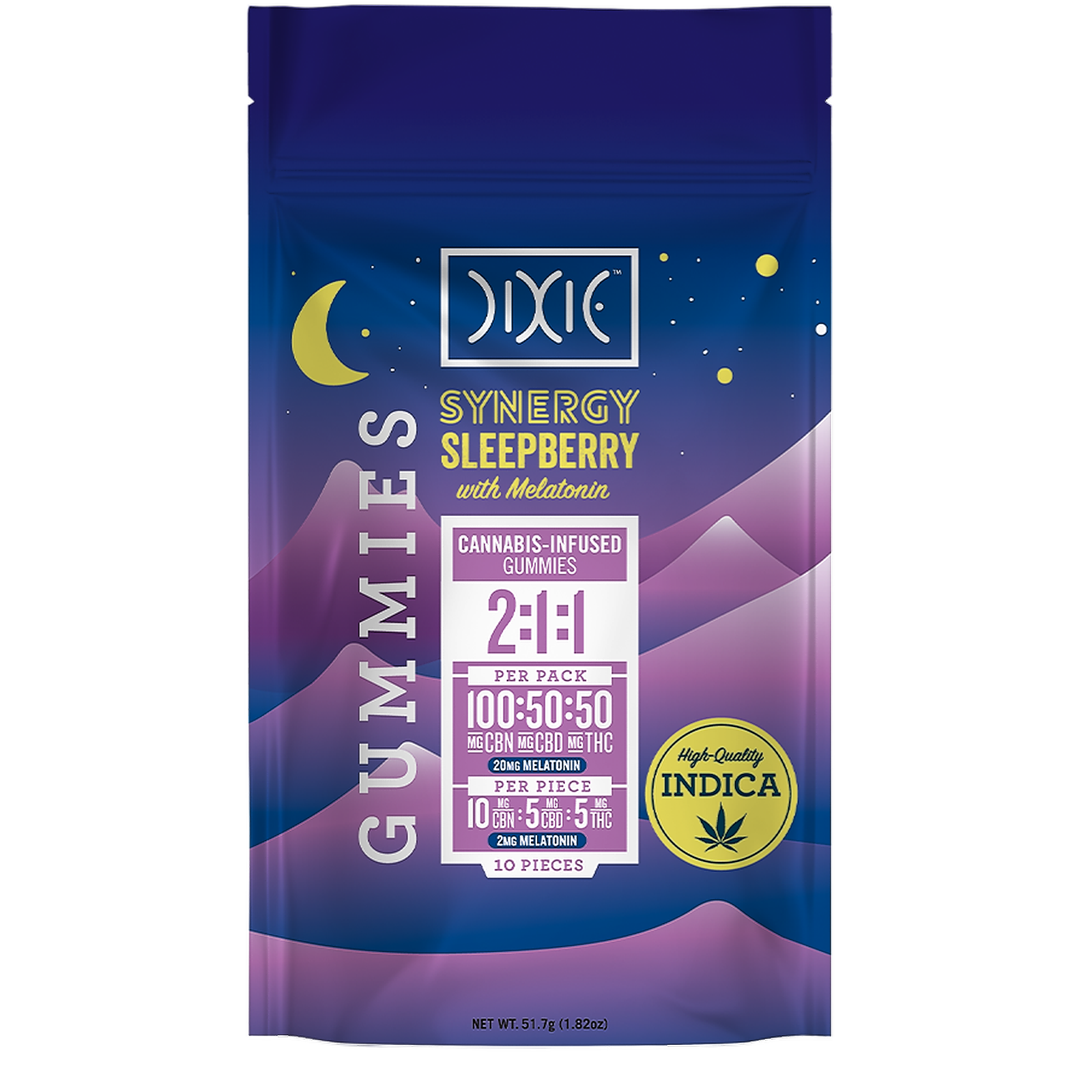 Dixie Brands: SYNERGY Sleepberry 2:1:1 CBN:CBD:THC Gummies | Leafly