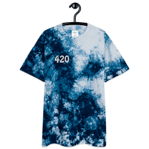 Photo of 420 Embroidered Oversized Blue tie-dye t-shirt By Theogen Exotics