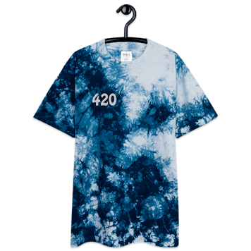 Photo of 420 Embroidered Oversized Blue tie-dye t-shirt By Theogen Exotics