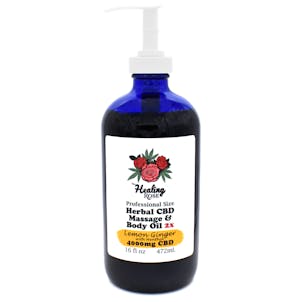 Photo of 16oz PRO Size Lemon Ginger w/ Menthol 2X Herbal Massage & Body Oil (4000mg CBD)