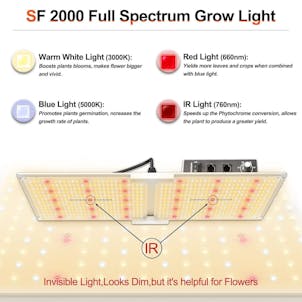 Photo of Spider Farmer® SF2000 200W LED Grow Light With Dimmer Knob