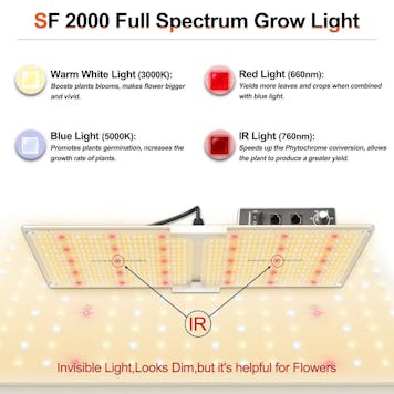 Photo of Spider Farmer® SF2000 200W LED Grow Light With Dimmer Knob