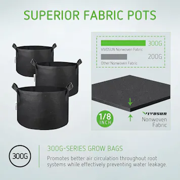 Photo of VIVOSUN Black Grow Bags with Strap Handles