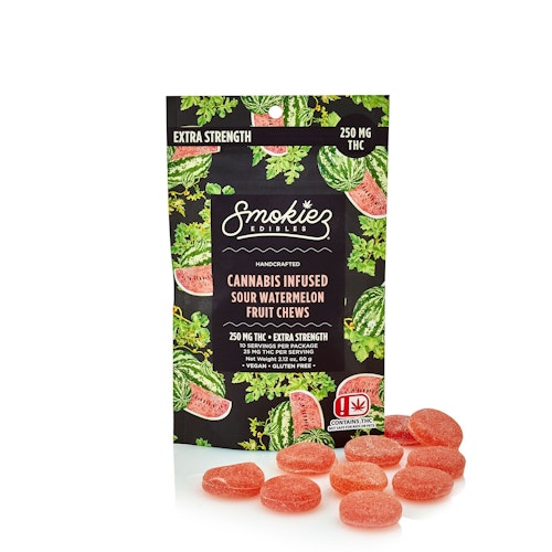 Smokiez Edibles Sour Watermelon Fruit Chews 250mg THC 10pack OK Leafly