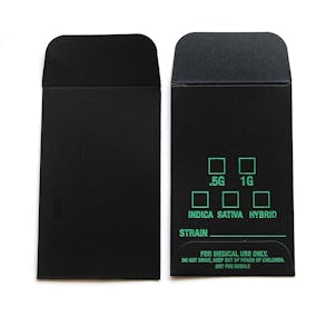 Photo of 50 Black Green Oil Wax Extract Coin Envelopes 2.25" X 3.5" Foil Label Version #013