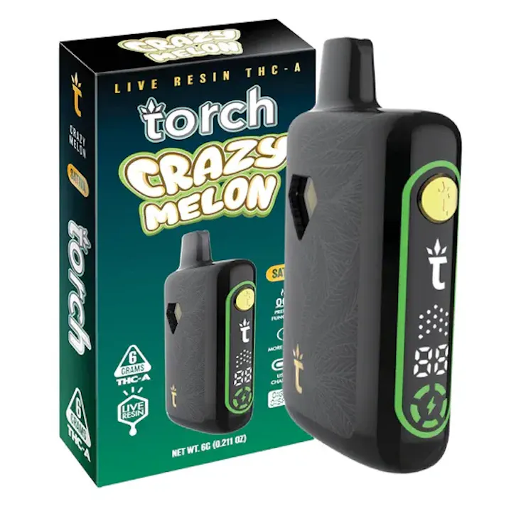 Zaleaf: TORCH Pulse Live Resin THC-A 6G Disposable Vape Crazy Melon Sativa 