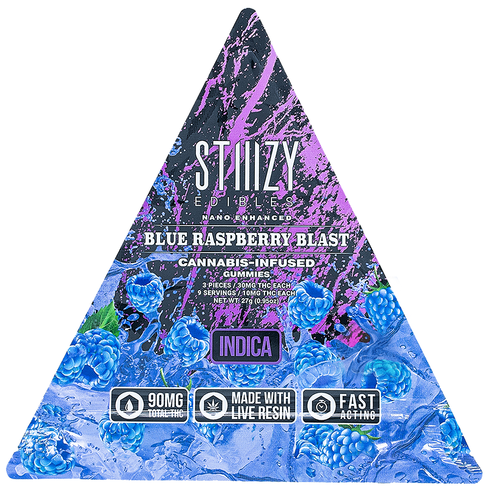 STIIIZY: BLUE RASPBERRY BLAST STIIIZY EDIBLES - 90MG GUMMY TRIANGLES ...