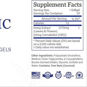 Photo of The Organic Leaf - Broad Spectrum Everyday CBD 25mg Softgels