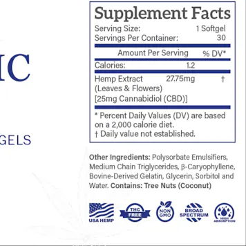 Photo of The Organic Leaf - Broad Spectrum Everyday CBD 25mg Softgels