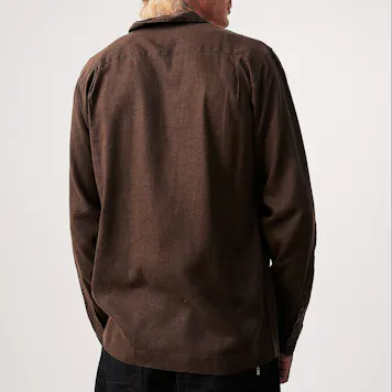 Photo of Afends Mens Critical - THC Essentials - Hemp Cuban Long Sleeve Shirt - Coffee
