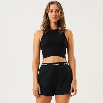 Photo of Afends Womens Homebase - THC Essentials - Hemp Sweat Shorts - Black