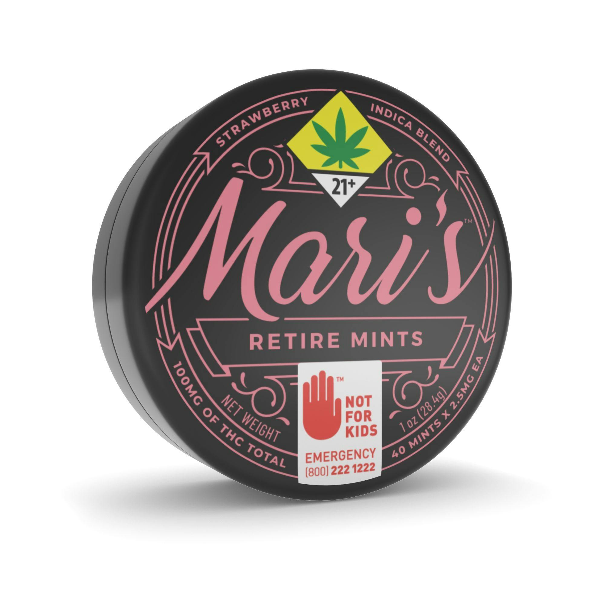 Mari's Mints Indica Retire Mint Strawberry 100mg 40pack Leafly
