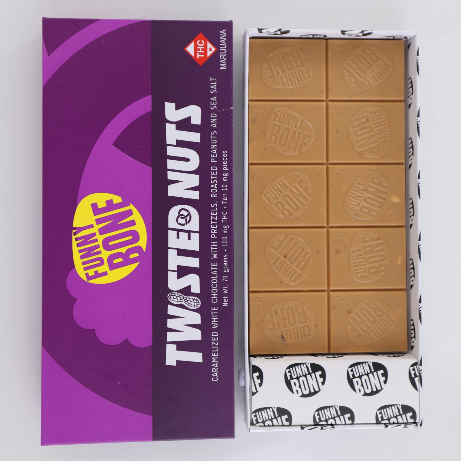 CLOVR Funny Bone 300mg Chocolate Bar Twisted Nuts Leafly