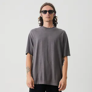 Photo of Afends Mens Classic - THC Essential - Hemp Retro T-Shirt - Steel