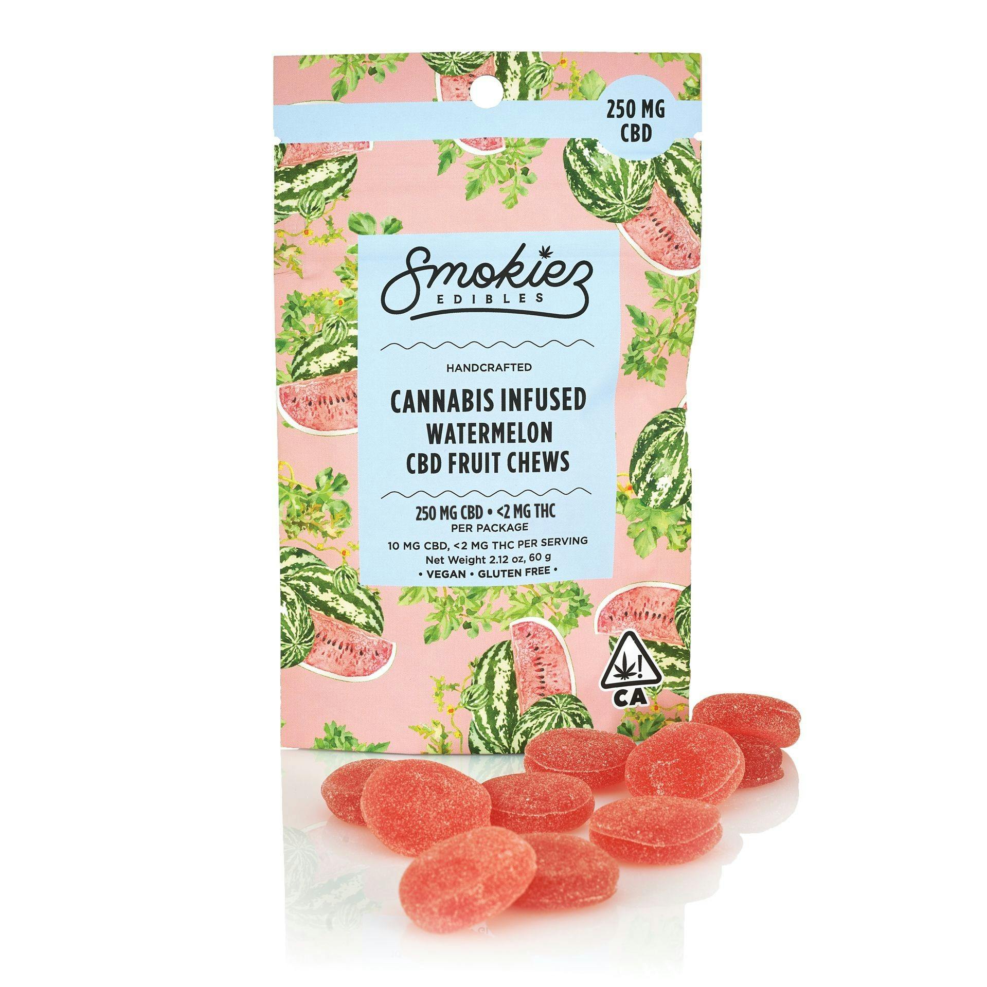 Smokiez Edibles Watermelon CBD Fruit Chews, 250mg CBD CA Leafly