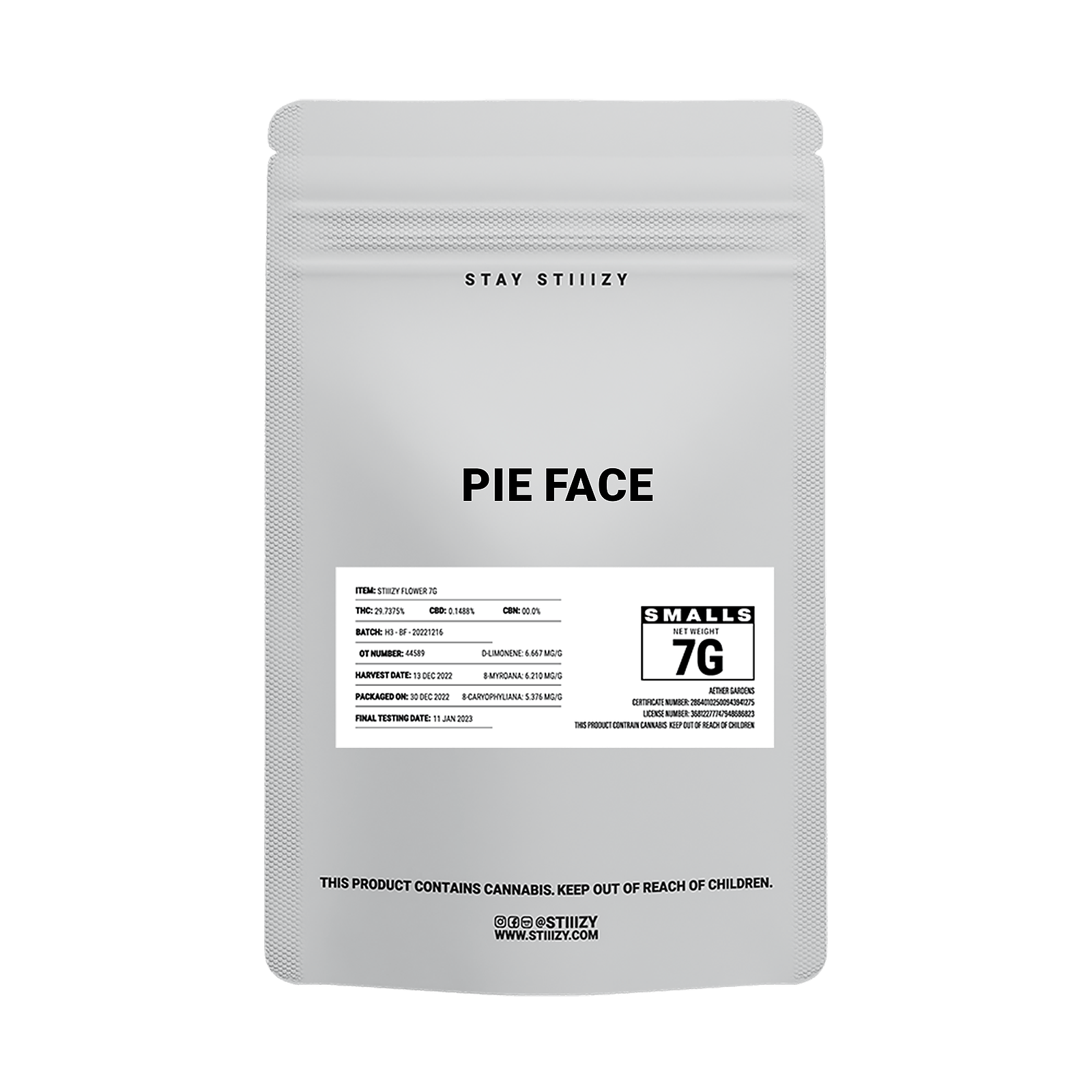 STIIIZY PIE FACE WHITE LABEL 7G Leafly stiiizy-pie-face-white-label-7g-leafly