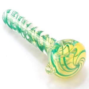Photo of 4.3"Turquoise Spiral Inside Out Glass Pipe w/ Clear Marble
