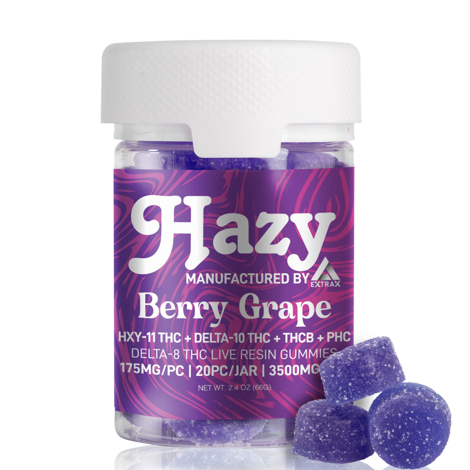 Hazy Extrax: Berry Grape - 3500mg Gummies - HXY-11 THC, PHC, THCB ...