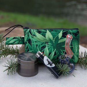 Photo of Green Marijuana Leaf Padded Stash Bag