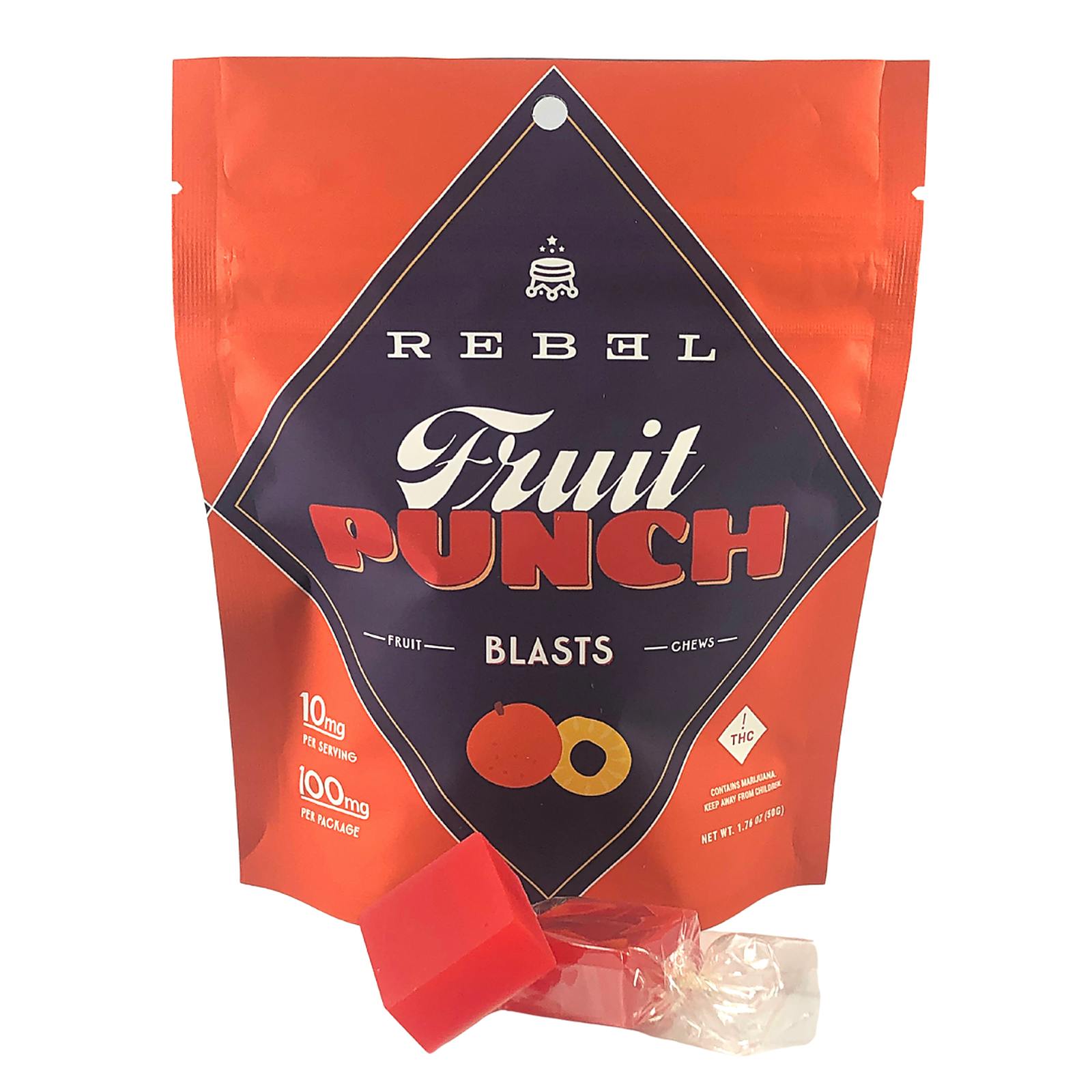 Rebel Edibles Fruit Punch Blasts [10 pk] (100mg) Leafly