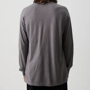 Photo of Afends Mens Essential - THC Essentials - Hemp Retro Long Sleeve T-Shirt - Steel