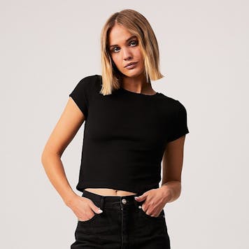 Photo of Afends Womens Faith - THC Essentials - Hemp Ribbed T-Shirt - Black