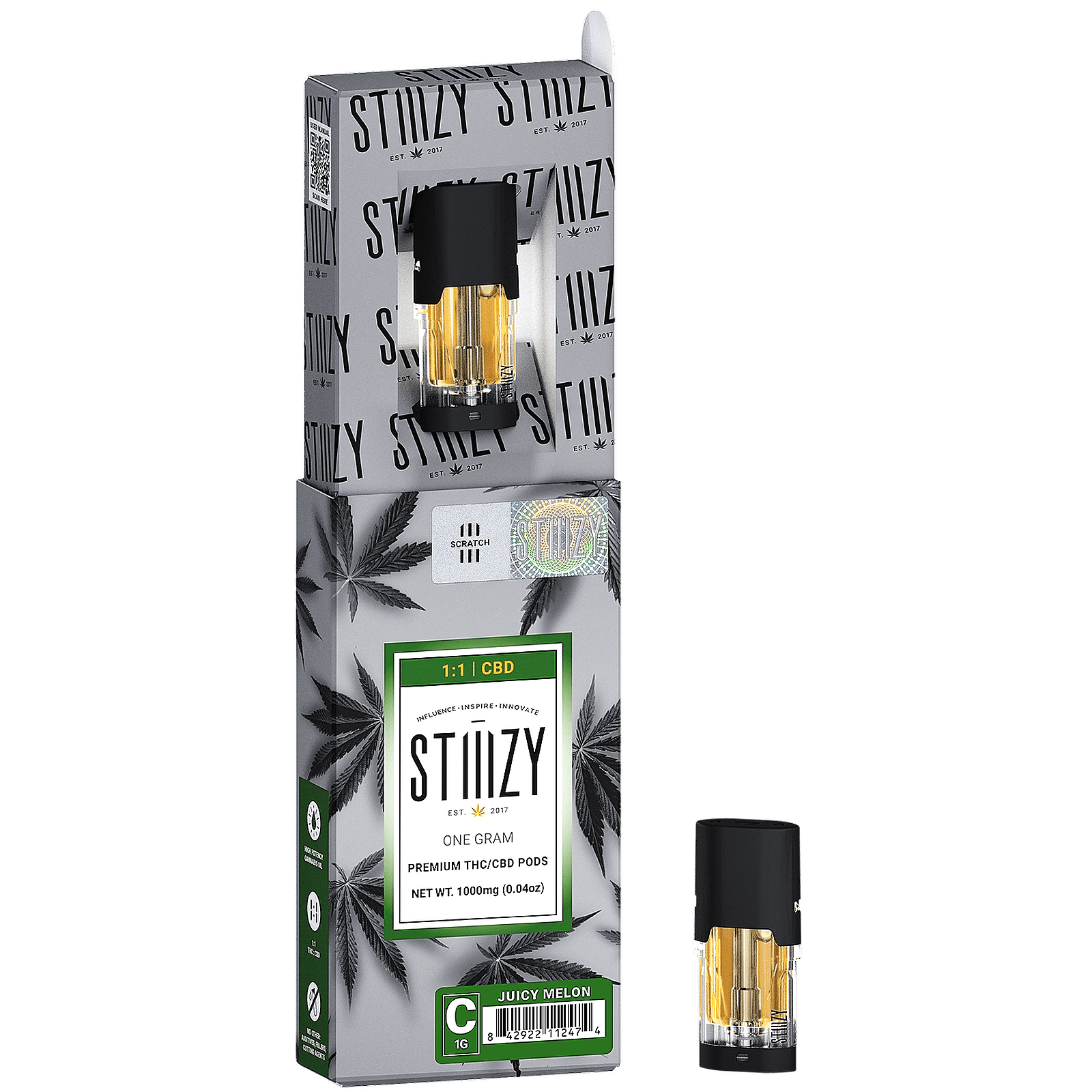 STIIIZY JUICY MELON 11 (CBD/THC) PREMIUM THC POD 1G Leafly