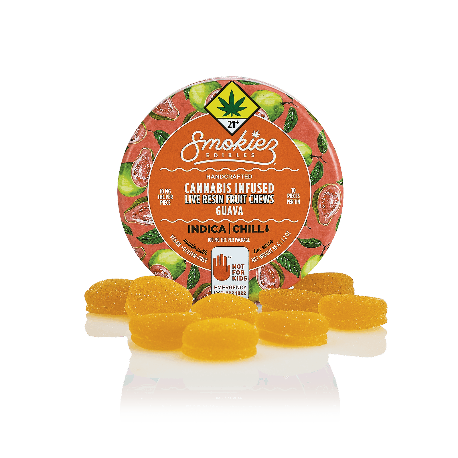 Smokiez Edibles Guava Indica 100mg THC Live Resin Fruit Chews WA