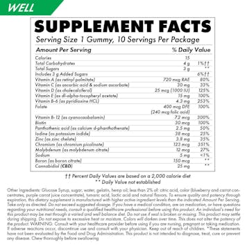 Photo of Well CBD+ Multivitamin Gummies 250mg 20-pack