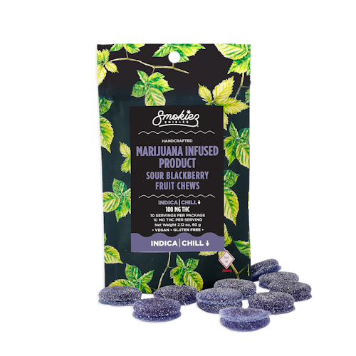 Smokiez INDICA Sour Blackberry Fruit Chews - 100mg 10pk - Missouri