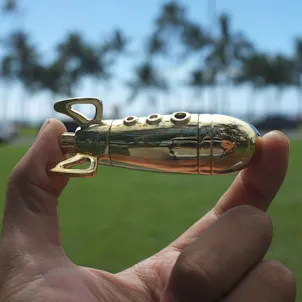 Photo of "Rocket" Pipe - Unique all brass chillum smoking pipe, built-in poker, cleanable and screenless