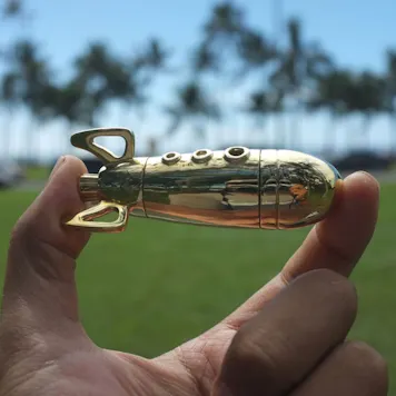 Photo of "Rocket" Pipe - Unique all brass chillum smoking pipe, built-in poker, cleanable and screenless