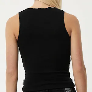 Photo of Afends Womens Peony - THC Essentials - Hemp Ribbed High Neck Tank - Black